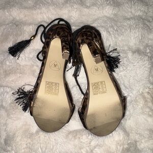 Missguided Leopard Print Sandals with Tassels